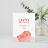 Roze Pasen kip Briefkaart (Staand voorkant)