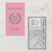 roze paspoort visitekaartje (Voorkant / Achterkant)