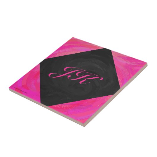 Roze passie Monogram Tegeltje (Zijkant)