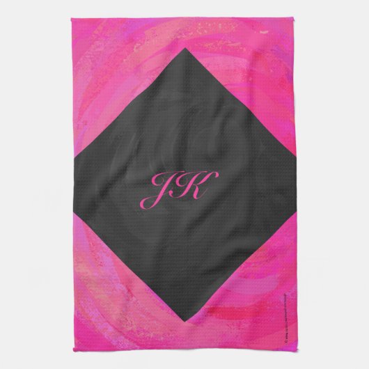 Roze passie Monogram Theedoek (Verticaal)