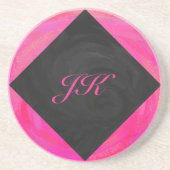Roze passie Monogram Zandsteen Onderzetter (Voorkant)