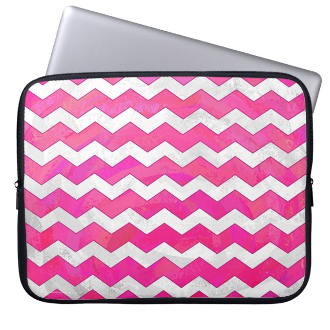 Roze Passion Chevron Pattern Laptop Sleeve (Voorkant)