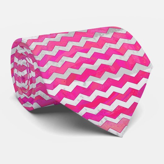 Roze Passion Chevron Pattern Stropdas (Opgerold)