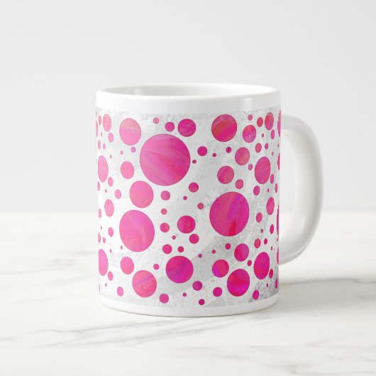 Roze Passion Polka Dot Pattern Extra Grote Beker (Voorkant rechts)