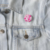Roze Passion Polka Dot Pattern Ronde Button 3,2 Cm (In situ)
