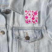 Roze Passion Polka Dot Pattern Vierkante Button 5,1 Cm (In situ)