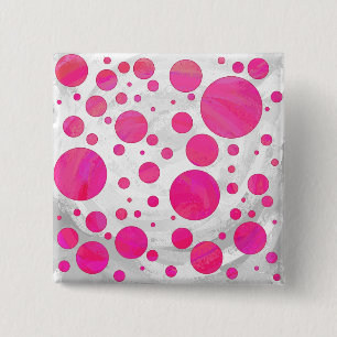 Roze Passion Polka Dot Pattern Vierkante Button 5,1 Cm