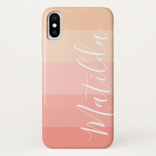 Roze pasta Huin Ombre Stripe Persoonlijke benaming iPhone X Hoesje