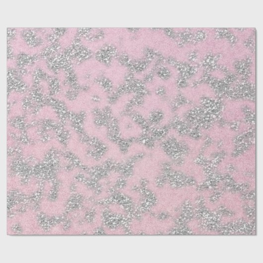 Roze pasta Silver Grey Glitter Sparkly Abstract Cadeaupapier (Vlak)