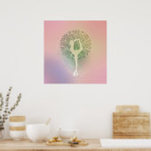 Roze pasta Yoga-boom Poster (Keuken)