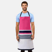 Roze pasteelstrepen schort (Gedragen)