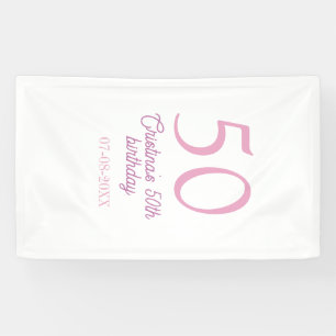 ROZE PASTEL 50 verjaardag jubileum voeg naam datum Spandoek