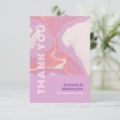 Roze Pastel Abstract Art Bruiloft Dank u Kaart (Staand voorkant)