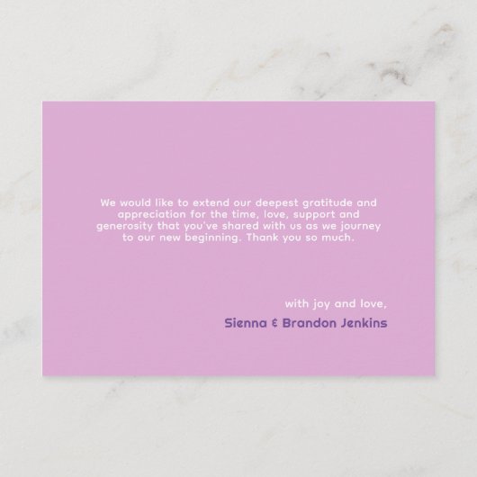 Roze Pastel Abstract Art Bruiloft Dank u Kaart (Achterkant)