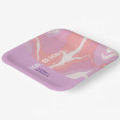 Roze Pastel Abstract Art Trouwpapier Borden Papieren Bordje (Gebogen)