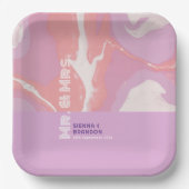 Roze Pastel Abstract Art Trouwpapier Borden Papieren Bordje (Voorkant)