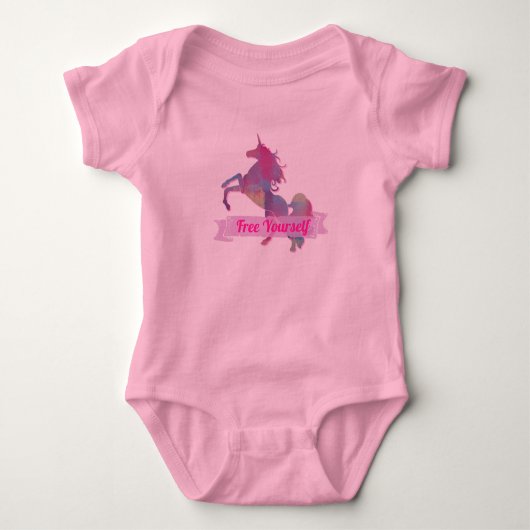 Roze pastel Abstract Unicorn Silhouette Romper (Voorkant)