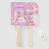 Roze Pastel Abstracte Kunst Trouwprogramma Handven Handwaaier (Voorkant en achterkant)