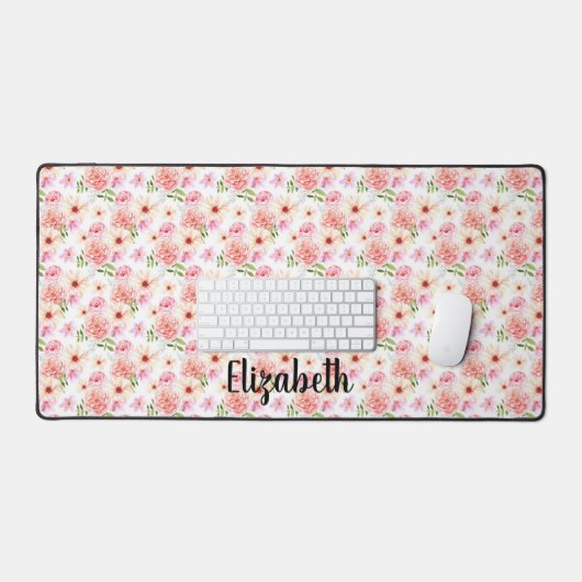 Roze pastel bloem naam script desk mat (Keyboard & Muis)