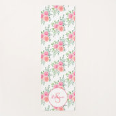 Roze pastel Bloemen Waterverf Naam Monogram Yogamat (Voorkant)