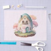 Roze Pastel Bunny & Huis Tissuepapier (Craft)