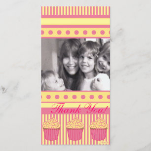 Roze pastel cupcakes bedankkaart