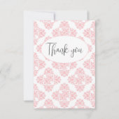 Roze pastel Damask Pattern Hartelijk dank Bedankkaart (Voorkant)