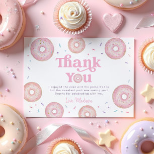 Roze Pastel Donut Sprinkle Verjaardag Bedankkaart