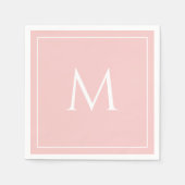 Roze pastel elegant monogram initiaal servet (Voorkant)