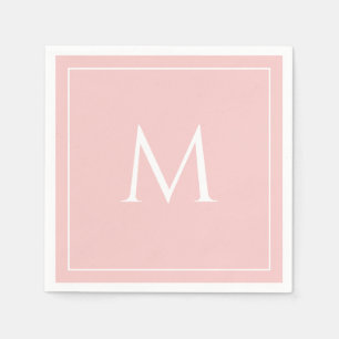 Roze pastel elegant monogram initiaal servet
