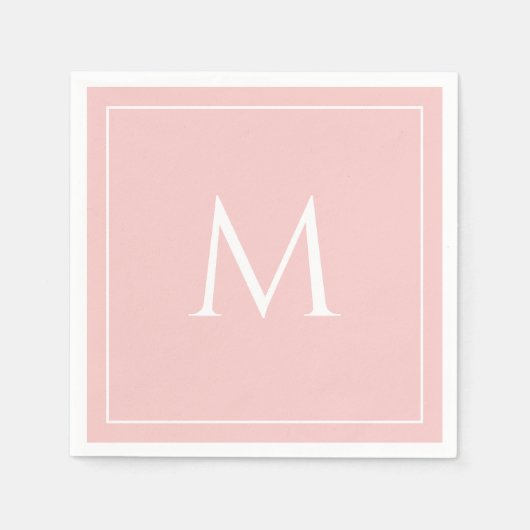 Roze pastel elegant monogram initiaal servet (Voorkant)