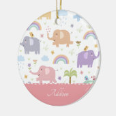 Roze pastel ellephant Pattern Little Girl Kerstmis Keramisch Ornament (Links)