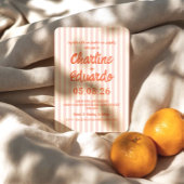 Roze pastel gestreepte moderne bruiloft kaart