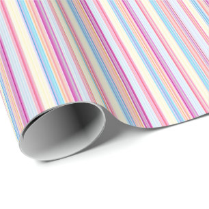 Roze Pastel Gestreepte Strepen Cadeaupapier