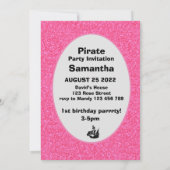 Roze Pastel Glitter Piraat Meisje Briefkaart (Achterkant)