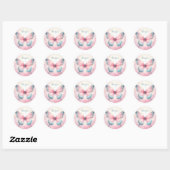 Roze Pastel Glitter Vlinder - Dank u - Ronde Sticker (Vel)