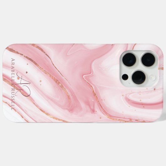 Roze Pastel Goud Glitter Marmer Case-Mate iPhone Case (Achterkant (horizontaal))