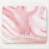 Roze Pastel Goud Glitter Marmer Muismat (Voorkant)