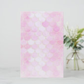 Roze Pastel & Goud Shimmer Zeemeermin Schaal Patro Briefpapier (Staand voorkant)