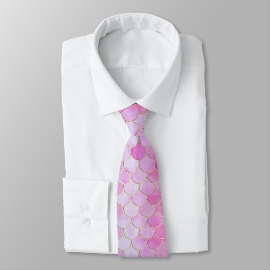 Roze Pastel & Goud Shimmer Zeemeermin Schaal Patro Stropdas (Gebonden)