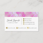 Roze Pastel & Goud Shimmer Zeemeermin Schaal Patro Visitekaartje (Achterkant)