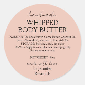 Roze Pastel Handgemaakte Body Butter Biologisch Kl Ronde Sticker