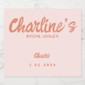 Roze pastel handschrift Retro Vrijgezellenfeest Sparkling Wijnetiket (Enkel label)