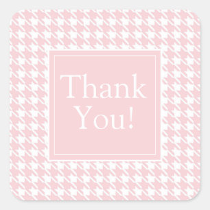 Roze Pastel Houndstooth Bedankt Vierkante Sticker