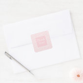 Roze Pastel Houndstooth Bedankt Vierkante Sticker (Envelop)