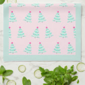 Roze Pastel Kerst Keuken Handdoek (Gevouwen)