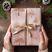 Roze Pastel Kerstboom Cadeaupapier