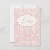 Roze Pastel Landelijke Nep Kant Platte Bedankkaart (Voorkant)