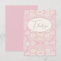Roze Pastel Landelijke Nep Kant Platte Bedankkaart