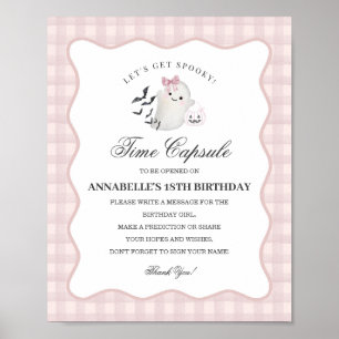 Roze Pastel Little Boo Geest Tijd Capsule Spel Poster